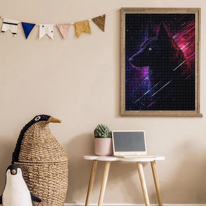 Black Dog Diamond Painting Kits for Beginner, 5d DIY Diamond Painting Kits for Adult Animal, Paint by Number Without Frame Home Wall Decor 20 * 24Inch