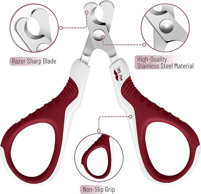 Mr. Pen Cat Nail Trimmer - Wine & White, Cat & Kitten, Small Dog Nail Clipper & Claw Trimmer