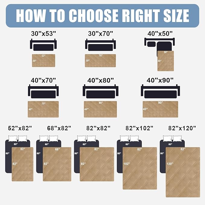 Smiry Waterproof Dog Bed Cover Blanket 30x70, Soft Reversible Pet Blanket, Washable Leakproof Cats Dogs Couch Cover for Sofa, Couch, Furniture, Lattice, Camel/Camel