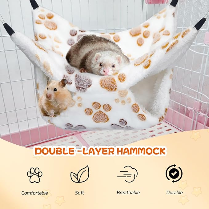 3 Pcs Guinea Pig Hammock, Rat Ferret Hanging Hammock Guinea Pig Accessories for Small Animals Chinchilla Hamster Parrot Sugar Glider Ferret Squirrel (11"×11")