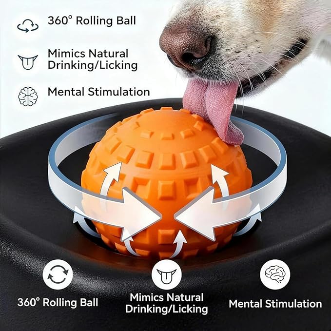 Slow Feeder Dog Bowls, Spill-Resistant Lick Mat with Rolling, Lick Sphere Puzzle Feeder for Liquid Treats, Non-Spill Puppy Lick Bowl, Interactive Slow Eating Toy for Anxiety Relief Boredom