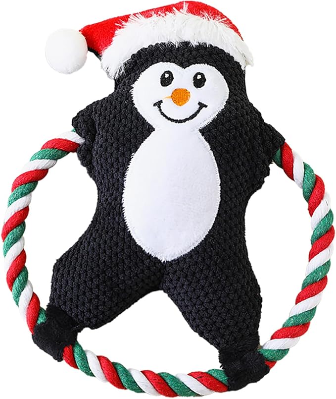 Squeaky Plush Dog Toys for Anxiety Relief & Teeth Maintenance | Cute Cartoon Interactive Stuffed Toy for Dogs/Cats | Trusted Chew - Strong Material, Portable Pet Plaything (Black)