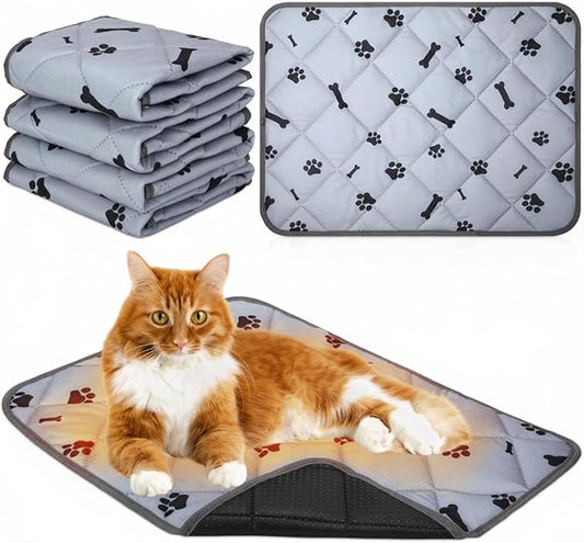 Namalu 4 Pack Self Warming Cat Bed Self Heating Cat Mat 18 x 24 Inch Self Warming Dog Cat Bed Pad Heat Reflective Soft Dog Crate Pad Anti Slip Thermal Pet Mat Washable for Outdoor Indoor Pets