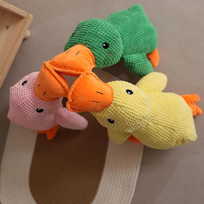 Mellow Dog Calming Duck Toy - Quacking Sound, Indoor Use (Green)