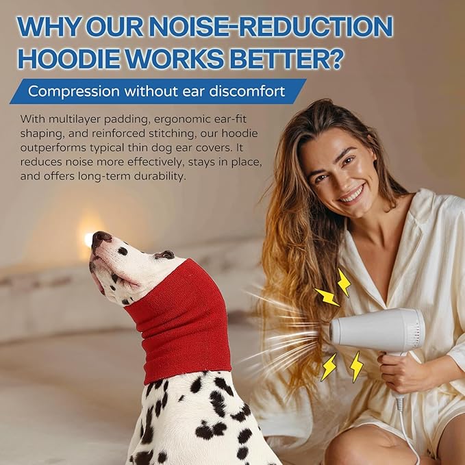 Dog & Cat Calming Hoodie – Soft Double-Layer Ear and Neck Cover for Anxiety Relief & Noise Protection, Elastic Pet Head Wrap for Grooming, Bath, Drying & Fireworks