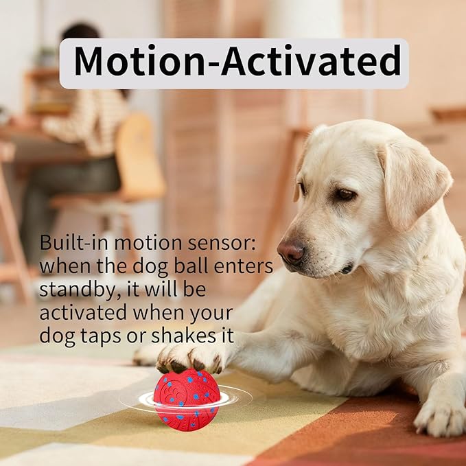 2-in-1 Interactive Dog Ball Toy for Aggressive Chewers, Automatic Moving & Bouncing E-TPU Dog Ball, 3 Modes Smart Pet Toy with Motion Sensor (Red)