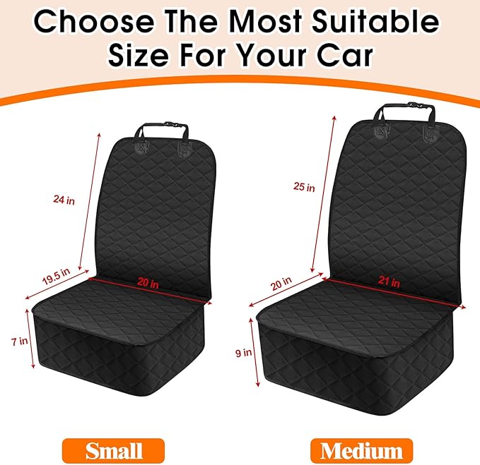 2 Pack Front Dog Seat Cover, Waterproof Car Seat Covers for Dogs Nonslip Scratch-Proof Dog Seat Cover Front Seat Cover for SUV, Sedans,Trucks,Cars - S, Black