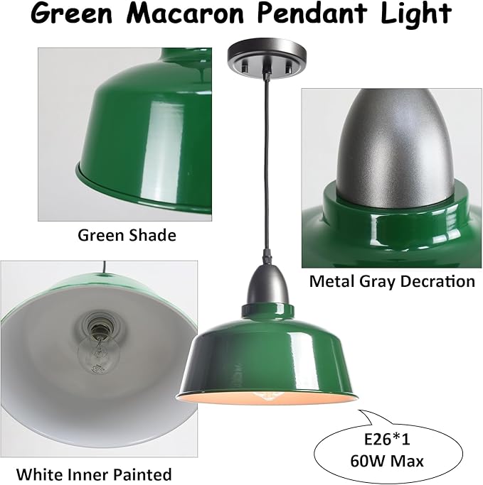 Modern Farmhouse Green Pendant Light Fixture Macarons Dome Kitchen Island Pendant Lights for Home Bar Countertop Canteen Dining Room Restaurant Bedroom Bathroom