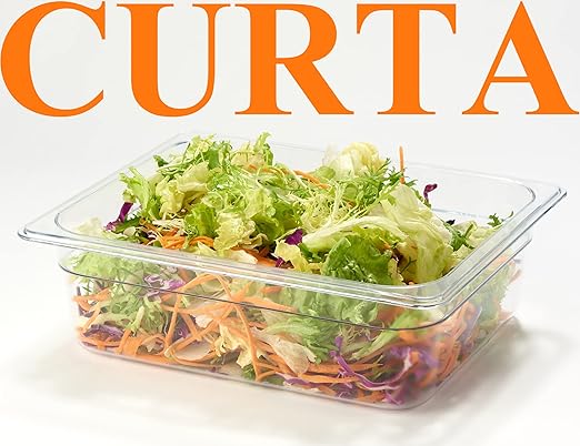 CURTA 6-Pack 1/2 Size 4" Deep NSF Polycarbonate Food Pans | Dishwasher & Freezer Safe Clear Container for Prep Tables, Buffet, Salad Bar, Commercial & Home Kitchen