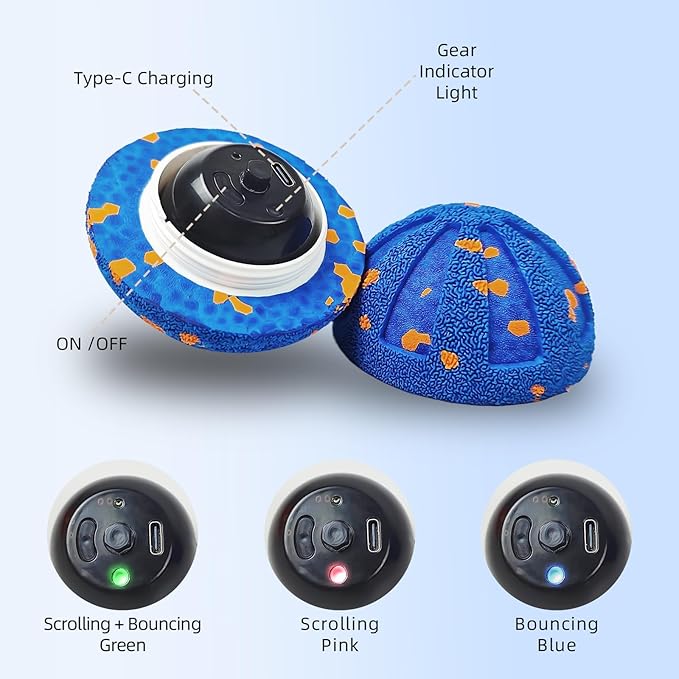 Interactive Dog Toys Ball, 3 Play Modes with Colorful Lights, Automatic Moving, Bouncing, E-TPU Material, Suitable for Large and Medium-Sized Dogs, Used for Boredom Relief and Daily Training