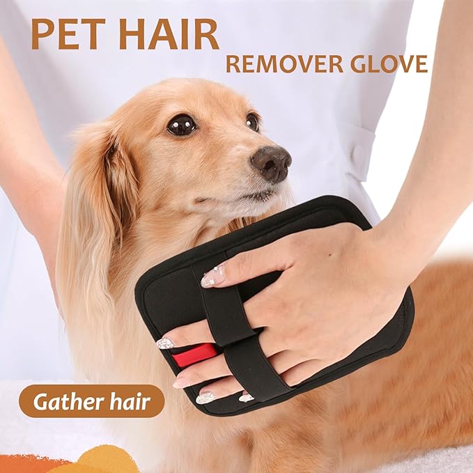 braxan 6 Pcs Pet Hair Removal Glove, Electrostatic Pet Hair Remover Gloves, Reusable Cat & Dog Hair Cleaning Gloves, Suitable for Couch, Furniture, Blankets, Curtain, Car Seat