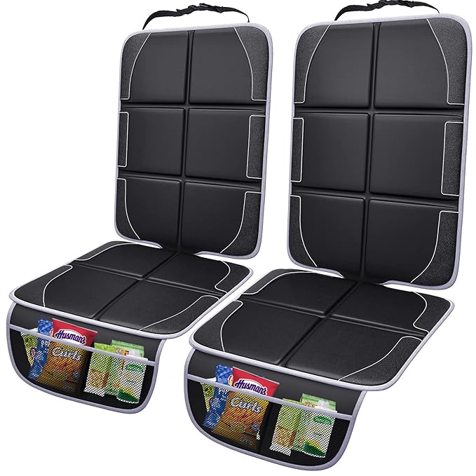Gimars XL Thickest 5-Layer EPE Car Seat Protector for Child Car Seat and Pet, 2 Pack Large Waterproof 600D Fabric Carseat Protector Car Seat Cover with 2 Mesh Pockets for SUV Sedan Truck Leather Seat