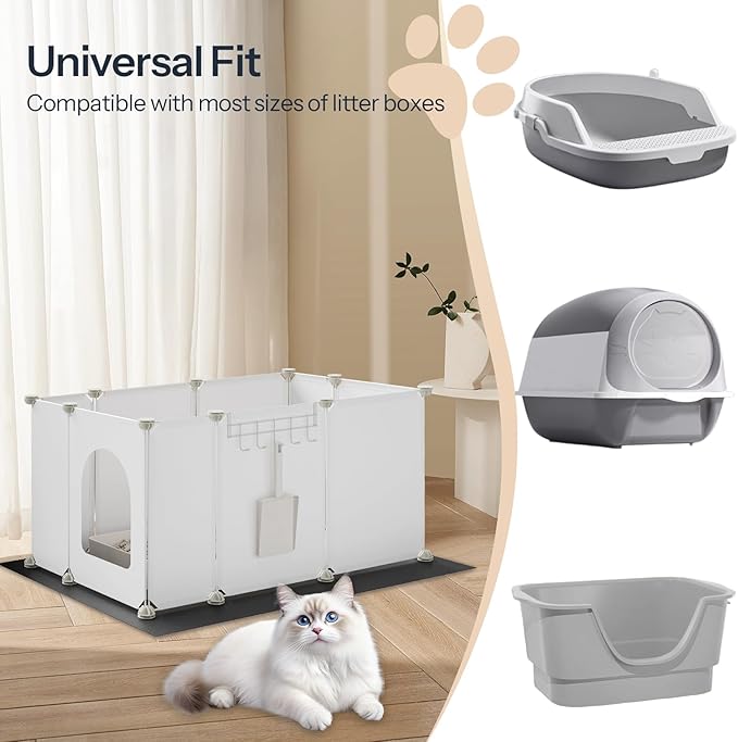HOOBRO Cat Litter Box Enclosure with Large Oxford Mat, Extra Large Litter Box Shield with Row-Hook, 30.3" L x 18.5" W x 15.7" H, Compatible with Most Litter Boxes, White BW07PP03