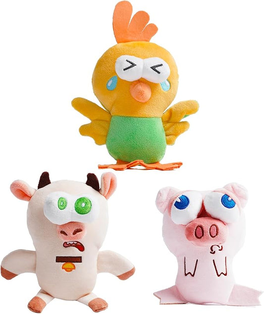 Nocciola Squeaky Dog Toys, Durable Farm Critter Plush Stuffed Dog Toys with Crinkle & 3 Unique Realistic Animal Squeak Sounds to Keep Dogs Busy, Puppy Teeth Toys for Small, Medium & Large Dogs