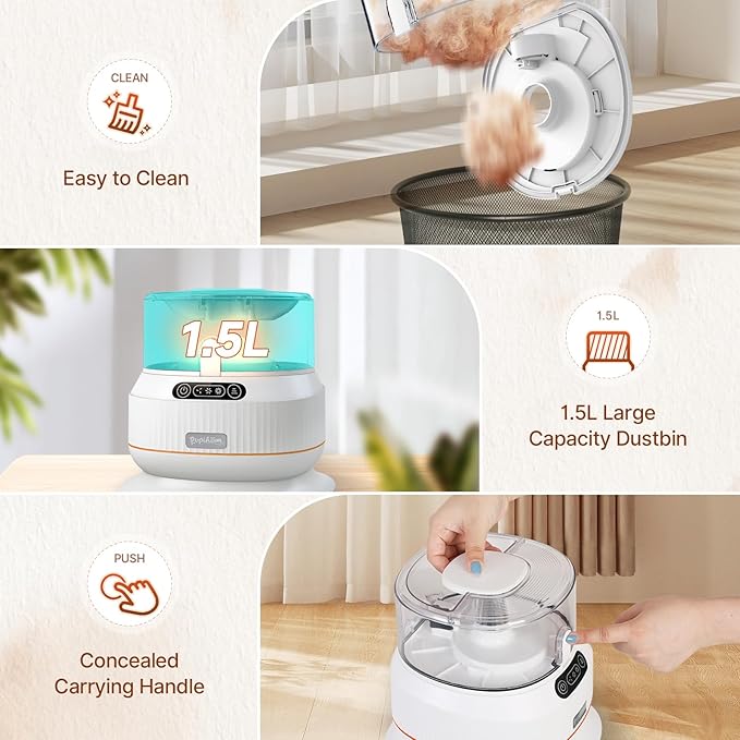 Pet Hair Vacuum Grooming Vacuum, Dog Grooming Kit for Shedding Pets, Hair Trimmer Hair Vacuum, 1.5L, Adjustable 3 Suction Mode, Low Noise