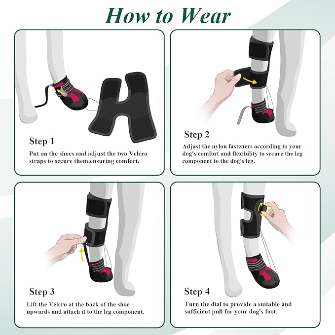 Drop Foot Brace with Reel(No Knuckling Boot Brace) for Dog - Corrective Dog Shoes to Safely Lift Toes for Foot Issues, Arthritis, and improving Walking gait in Dogs(M)