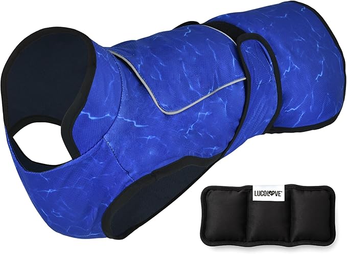 Dog Cooling Vest with Ice Pack – 2-Layer Evaporative Cooling Jacket with High Collar, UV Protection & Size-Matched Ice Pack – Cooling Vest for Dogs for Hot Weather (Blue Aqua, Small)