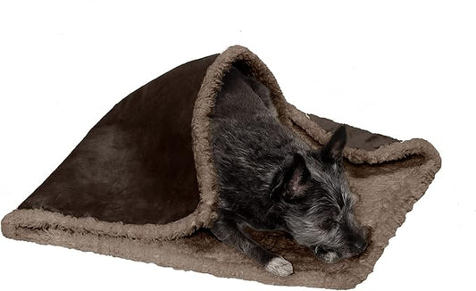 Furhaven Waterproof & Self-Warming Throw Blanket for Dogs & Indoor Cats, Washable & Reflects Body Heat - Soft-Edged Terry & Sherpa Dog Blanket - Espresso, Small