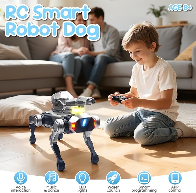Smart Robot Dog,Interactive STEM Pet Toys with Blaster oice & Remote Control, App Programming,Lifelike Actions,Bionic Walking,Programmable Play Birthday Gifts for Boys Girls