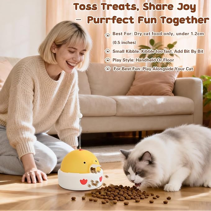 Animal-Activated Pet Feeders,Interactive Cat Dog Spring Treats Teaser Dispenser Toy,Puzzle Releasing Pet Toy Food Feeder Ball, Electric Cat Toy for Indoor Bored Cats Gentle Dog Excited