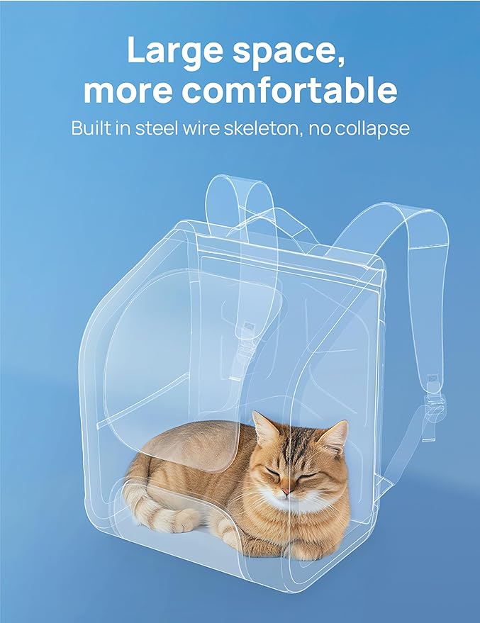 Pecute Cat Backpack Carrier Expandable, Large Space Cat Bubble Backpack, Breathable Cat Carrier, Shaded Dog Backpack Carrier for Travel, Hiking, Suitable for Shopping, and Vet, Khaki