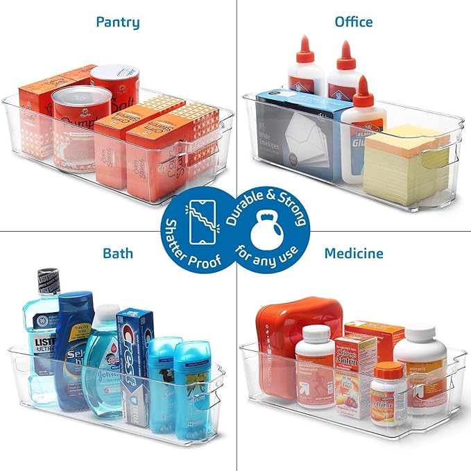 STORAGEBUD Fridge Organizer - 14 Piece Refrigerator Organizer Bins - Stackable Freezer Organizer - Clear Refrigerator Organizer - Acrylic Fridge Bins, (VDS-SB-BIN-14SET)