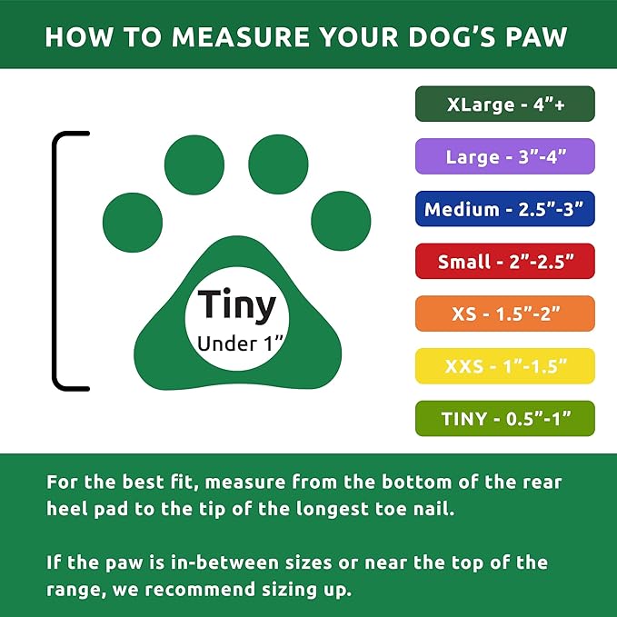 PawZ Rubber Dog Boots for Tiny Paws - All-Weather Waterproof Dog Shoes, Anti-Slip Traction for Rain, Snow, Mud & Hot Pavement - Pull-On Dog Booties, Green - Tiny (0.5" - 1") - Pack of 24