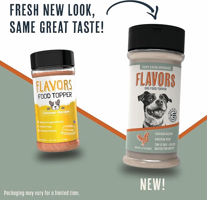 Flavors Food Topper for Dogs - All 4 Recipes Gift Pack - Natural, Grain Free - Perfect Seasoning, Gravy, and Kibble Sprinkle for Picky Dog- 3.1oz Bottles