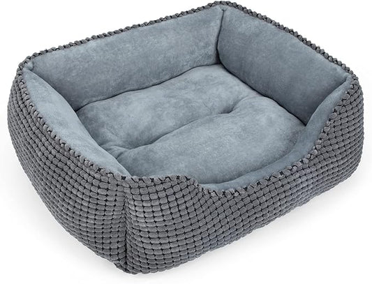 MIXJOY Dog Beds for Medium Dogs Washable, Rectangle Pet Bed Medium Size Dog, Orthopedic Sleeping Pet Sofa Bed, Soft Calming Cat Beds for Indoor Cats, Anti-Slip Bottom with Multiple Size (25'', Grey)
