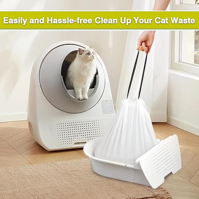 Cat Litter Box Liners,120 Packs Drawstring Cat Litter Bags Trash Bags for Automatic Self Cleaning Cats Litters Box Bags, 26"X15.6"