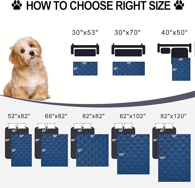 Smiry Waterproof Dog Blanket, 62x82 Inch Soft Pet Bed Cover Reversible, Washable Sofa Couch Furniture Protector for Small Medium Large Dog Puppy Cat, Geometric, Navy/Blue