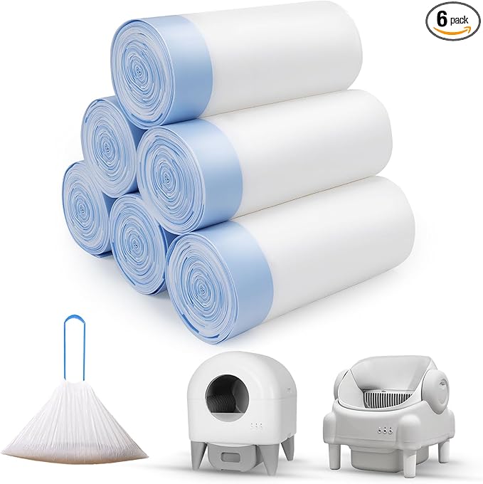 120 Count Cat Litter Box Liners for Self Cleaning Litter Box, Extra Thick Heavy Duty Cat Litter Bags Replacement, 24.8" x 11.8" 3-4 Gallons of Capacity, Blue