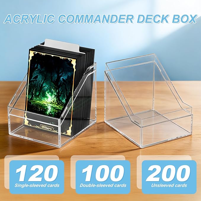 Mlikero Card Deck Cases, 12 Pack Acrylic Commander Deck Box Holding 100+ Sleeved Cards with 12 Dividers, Clear Card Storage Box Fit for MTG, TCG, Sports Cards