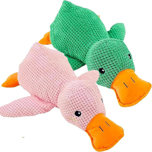 Calming Duck, Calming Duck Dog Toy Bright Yellow, Calming Duck for Dogs, Emotional Support Duck, The Mellow Dog Calming Duck, Quack-Quack Duck Dog Toy for Puppy Dogs (Green+Pink, Small)