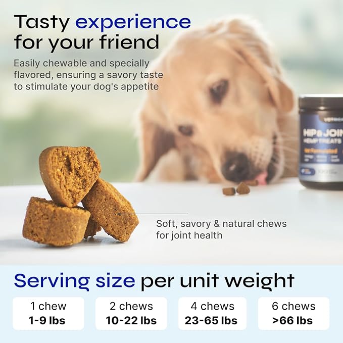Glucosamine for Dogs - Hemp Joint Supplement for Dogs - Glucosamine Chondroitin Chews with MSM - Soft Chews for Canine Mobility Support - Hip & Joint Pain Relief - Hemp Seed Oil, Turmeric, Collagen