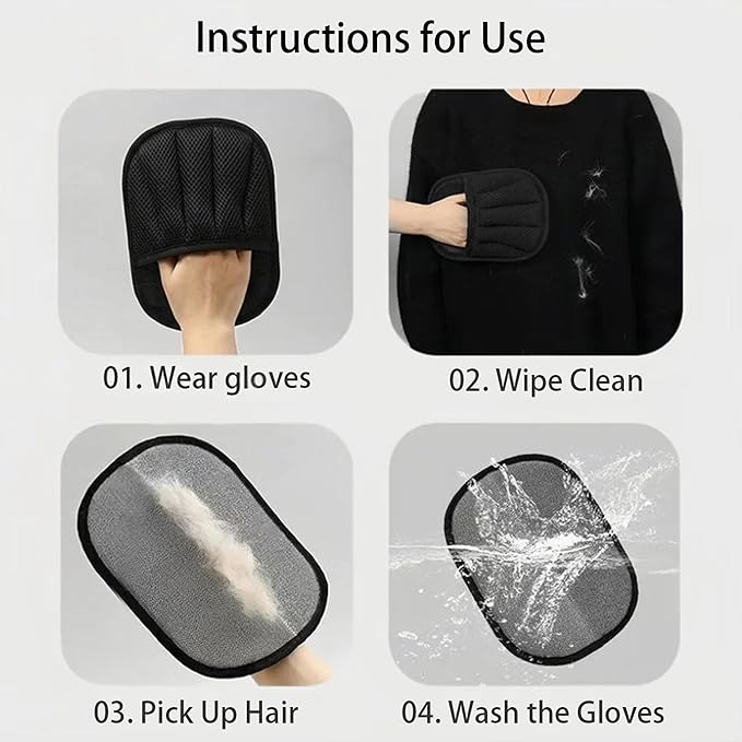 New Pet Hair Remover Glove for Dogs & Cats - Reusable Electrostatic Pet Hair Lint Brush Tool for Couch, Carpet, Car Seat - Gentle Deshedding & Efficient Cleaning (Five-Finger)