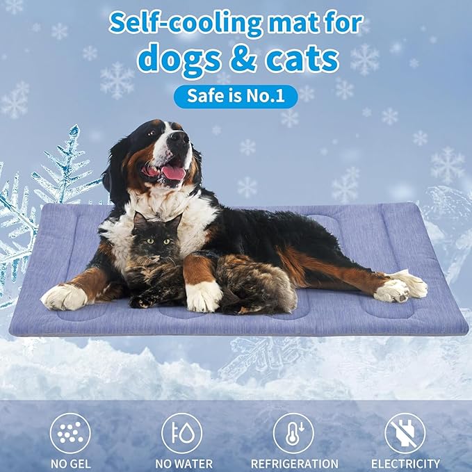 Cooling Mat for Large Dogs - Double Sided Warm & Cool, Q-MAX>0.47, Portable Dog Cooling Mat for Summer. All-Season Use & Portable for Travel(L (36''x23'') (XXL - 51"x37.5")