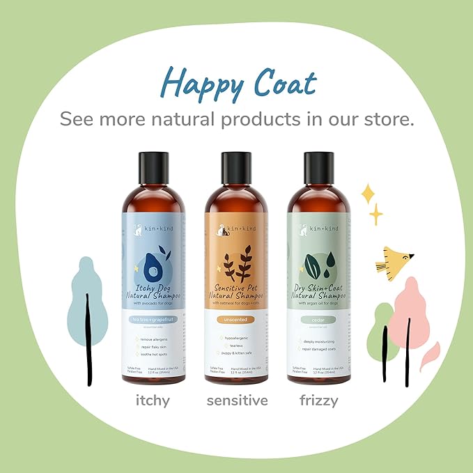kin+kind Oatmeal Shampoo Lavender for Dogs & Cats Natural Dog Shampoo for Itchy & Sensitive Skin with Colloidal Oatmeal, Olive Oil & Coconut Oil Moisturizing & Safe Pet Shampoo Made in USA (12 fl oz)