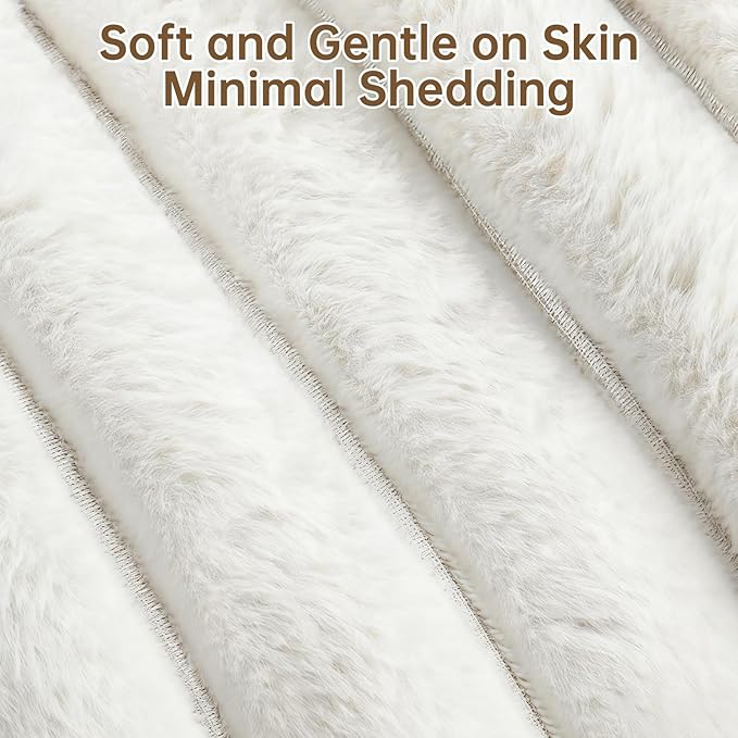 Donut Dog and Cat Bed, Luxurious Comfortable Faux Rabbit Fur Pet Beds, Round Anti-Anxiety Calming Puppy Kitten Bed with Anti-Slip Bottom for Small Medium Large Dogs & Cats(36", White)