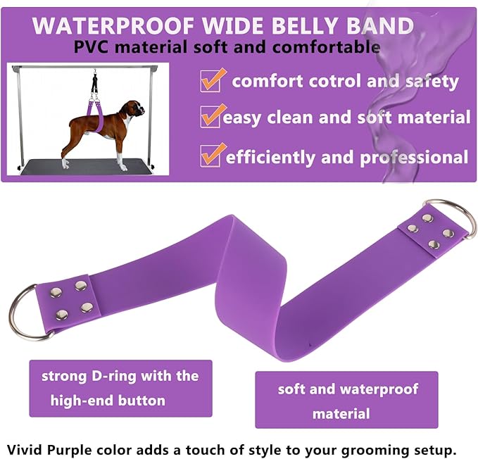 Pet Dog Grooming Belly Straps - 2 Inch Pet Dog Grooming Loops Sky Blue Groomer Belly Support Band Wide Waterproof Strong PVC Belly Loop Grooming Restraint for Pets Bathing Grooming (Sky Blue-Short)