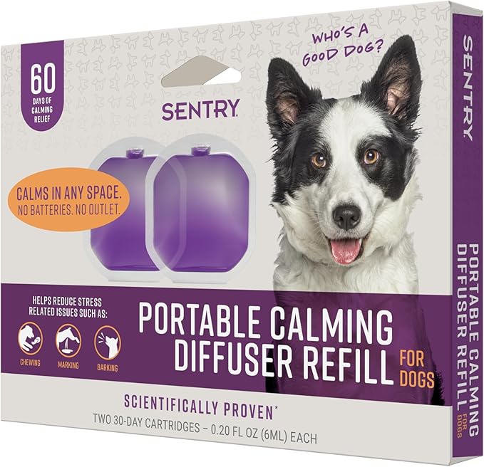 Sentry Behavior Portable Calming Diffuser Refill for Dogs, Reduces Stress and Bad Behavior with Calming Phereomones, Easy-to-use Portable Design, 60 Day Release