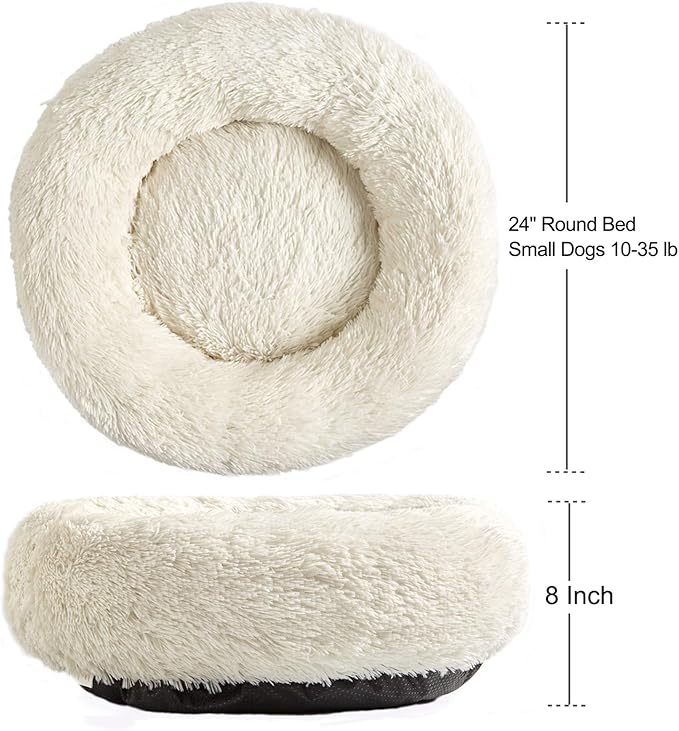 Washable Dog Round Bed - Medium Donut Dog Bed, Comfy Calming Cuddler