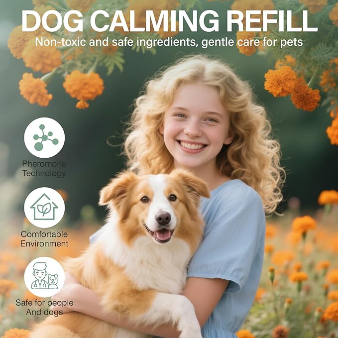 SHANDR Dog Calming Pheromones Diffuser 6 in 1 Appeasing Relaxing Diffuser with Timing Function Pet Kit (3 Plug in +3 Refill 48ml) for Anxiety Relief Reduce Aggression Barking Fighting Stress (Mint)