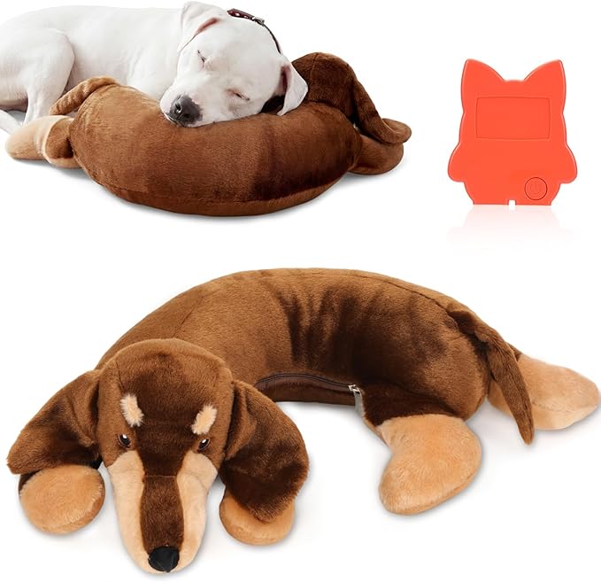 Soulchen Heartbeat Toy for Dog Anxiety Relief Stuffed Animal Comfort Toy for Puppies, Sleep Aid Plush for Crate & Kennel Training, Cuddly Companion Helps Calm Separation Stress(Dachshund)