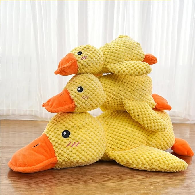 Calming Duck, Calming Duck Dog Toy Bright Yellow, Calming Duck for Dogs, Emotional Support Duck, The Mellow Dog Calming Duck, Quack-Quack Duck Dog Toy for Puppy Dogs (Yellow+Green, Small)