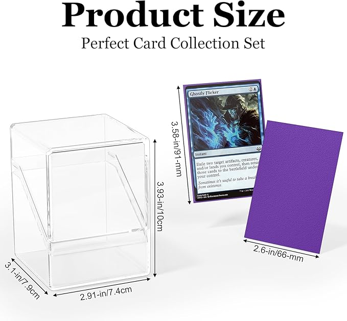 2 Pack Card Deck Boxes, Deck Case and 200Pcs Card Sleeves with Dividers, Standard Clear Commander Cards Storage Box Perfect Fit for MTG, Sport, Trading Cards (Purple)