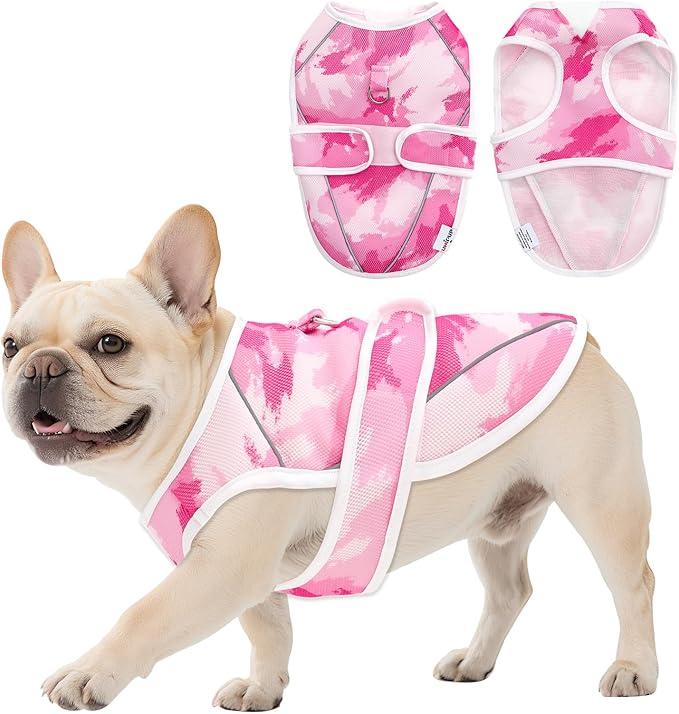 Dog Cooling Vest – Lightweight Pet Cooling Shirt 3D Breathable Mesh, Reflective Strips & UV Protection for Walking, Hiking, Park – Adjustable Fit Dog Cooler Jacket with D-Ring U-DCV01S
