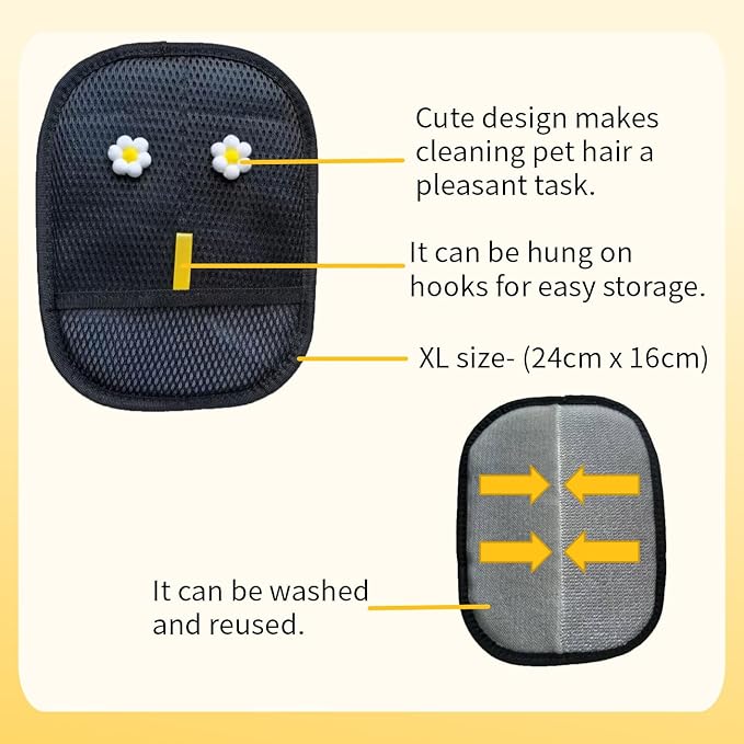 Extra Large Thickened Pet Hair Removal Glove for Dogs & Cats, Upgraded Reusable Electrostatic Pet Grooming Magic Mitt with Cute Design for Furniture, Sofa & Clothes