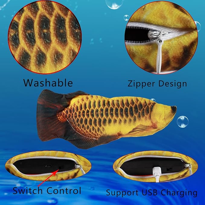 Realistic Flopping Fish Dog Chew Toy - Electric Moving Interactive Pet Toy for Small Medium Dogs, Chew Rocking Toy for Indoor Outdoor Exercise