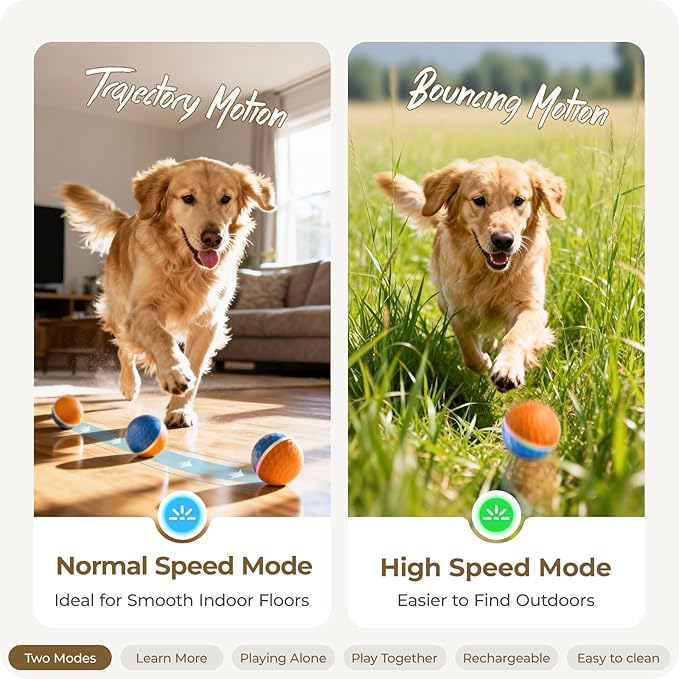 Apasiri Interactive Dog Toys: Duraspin Dog Ball with LED Lights, Automatic Moving Dog Toys for Aggressive Chewers, Dog Toys for Large Dogs, Vibrating Dog Toy Balls for Small, Medium (3.74 in Diameter)